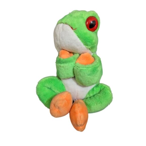 Wild Republic Frog Plush Wrist Hugger Stuffed Toy 8" Red Eyes orange green - Picture 1 of 7